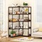Walnut Metal Engineered Wood L-Shaped Bookshelf with 5 Shelves and Anti-Tip Kits